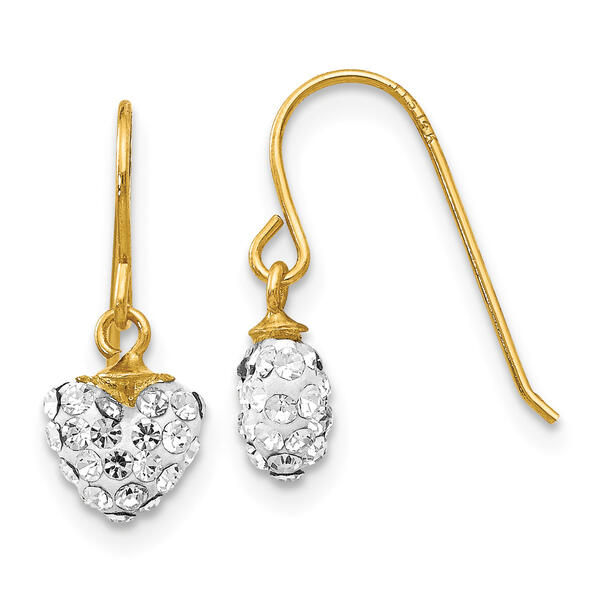 Gold Classics&#40;tm&#41; 14kt. Crystal Heart Dangle Earrings - image 