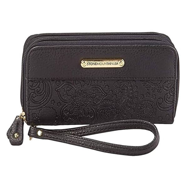 Stone Mountain Paisley Embossed Double Zip Around Wristlet - image 