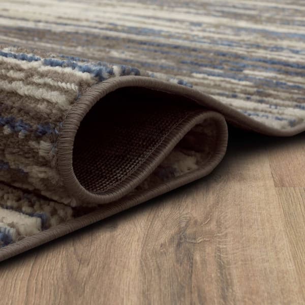 Mohawk Home Furie Stripe Grey/Dark Blue Area Rug