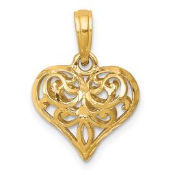 Gold Classics(tm) 14kt. 3D Filigree Puffed Heart Pendant