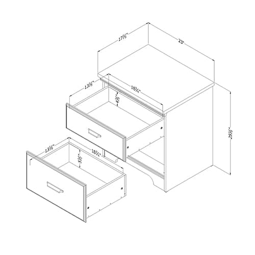 South Shore Versa 2 Drawer Nightstand