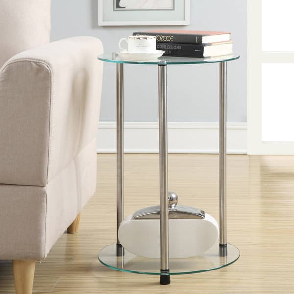 Convenience Concepts Designs2Go Glass 2 Tier Round End Table