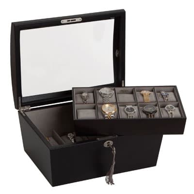 Mele & Co. Royce Locking Glass Top Watch Box