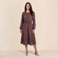Womens Draper James Long Sleeve Floral Keyhole Neck Midi Dress - image 1