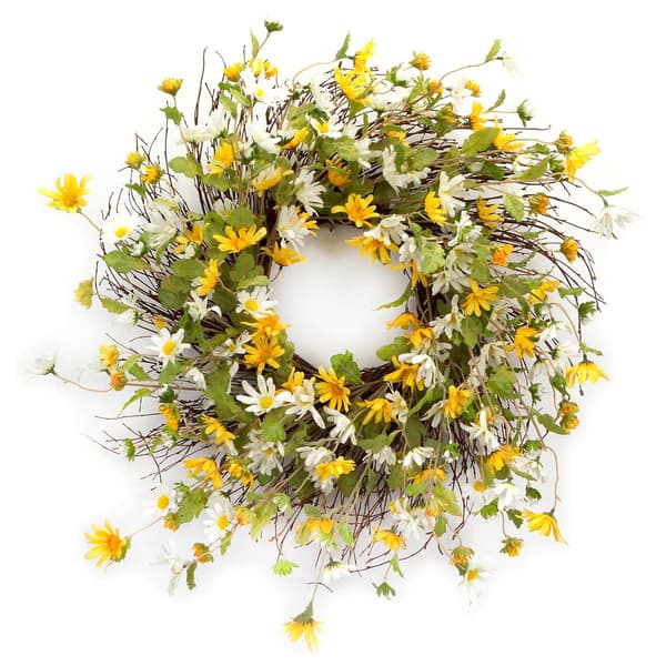 Melrose 24in. Mixed Daisy Floral Wreath - image 