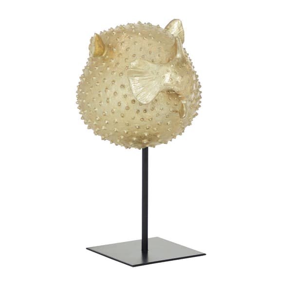 9th & Pike&#174; Gold Coastal Pufferfish Sculpture - 14x7