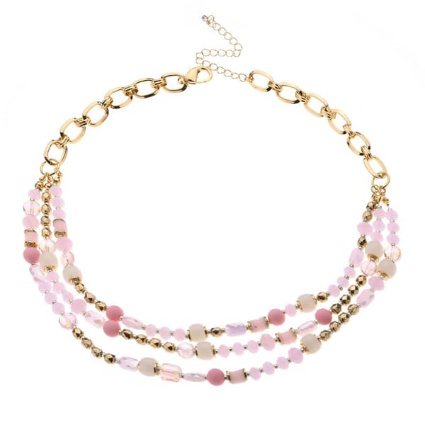 Ashley Cooper(tm) Pink Gold Trio Beaded Necklace - image 