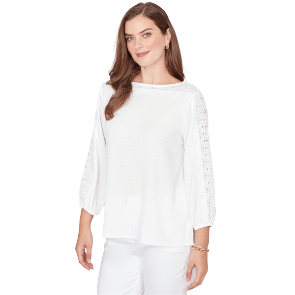 Womens Ruby Rd. California Dreaming 3/4 Sleeve Lace Blouse