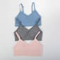 Girls &#40;7-14&#41; Rene Rofe Ariana 3pk. Rib Bralettes - Pink/Grey - image 1