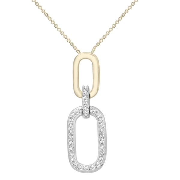 Two-Tone Lab Grown Diamond Drop Pendant Necklace - image 