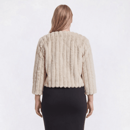 Plus Size Rabbit Rabbit Rabbit Long Sleeve Faux Fur Ribbed Shrug