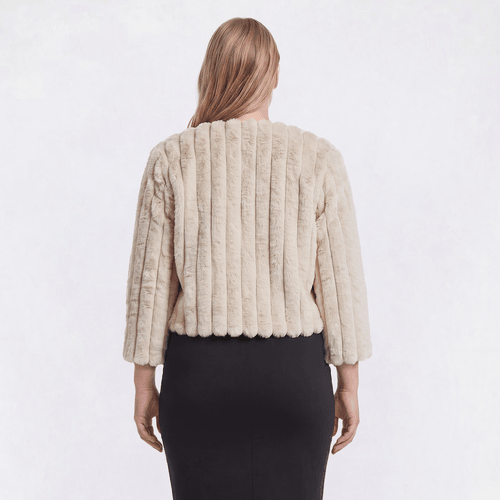 Plus Size Rabbit Rabbit Rabbit Long Sleeve Faux Fur Ribbed Shrug