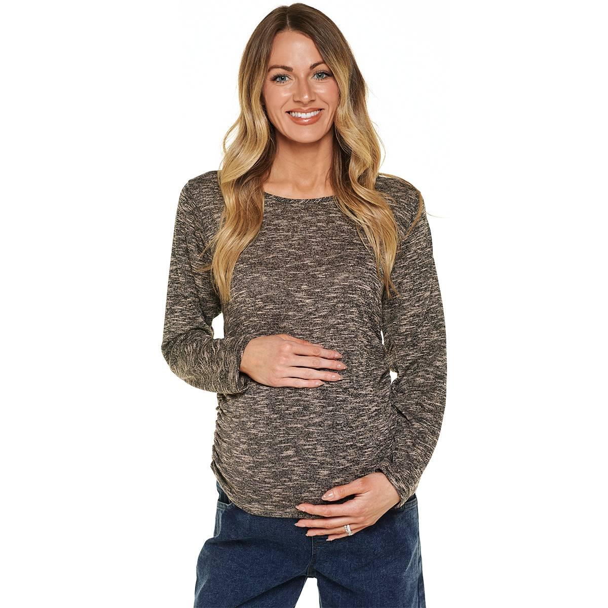Womens Maternity Times Two Marble Long Sleeve Slide Hacci