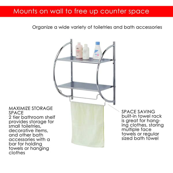 Home Basics Wall Mounted Bathroom Shelf With Towel Bar