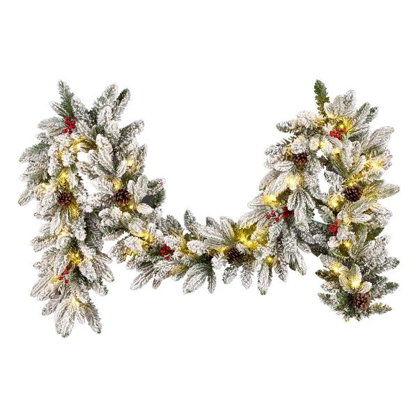 National Tree Snowberry Pine Feel Real® 9ft. LED Garland