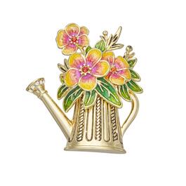 Napier Gold-Tone Pink & Orange Garden Flower Pot Pin