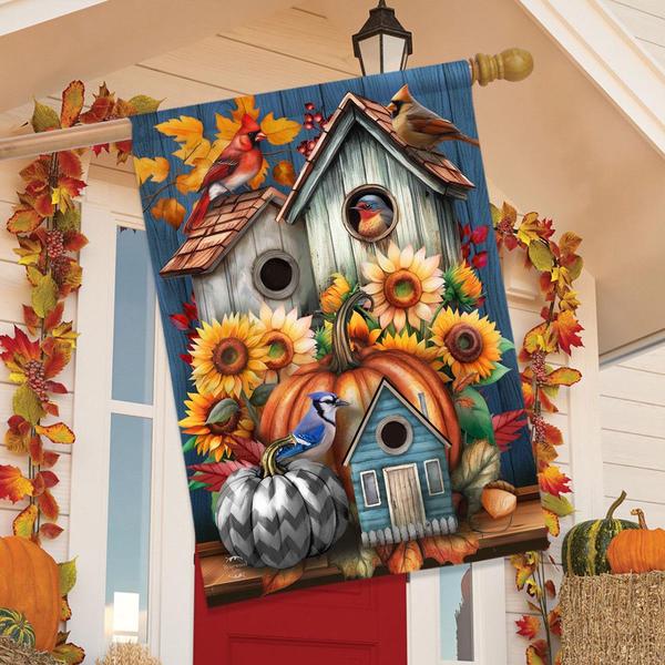 Briarwood Lane Fall Feathered Friends House Flag