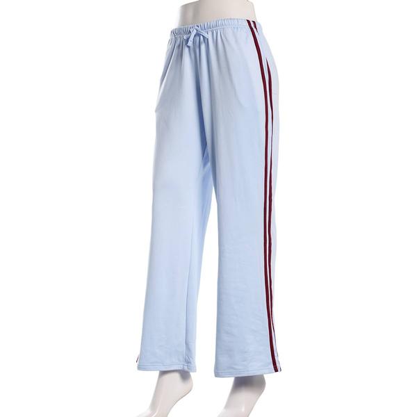 Juniors No Comment Fleece Lined Side Stripe Wide Leg Pants - image 