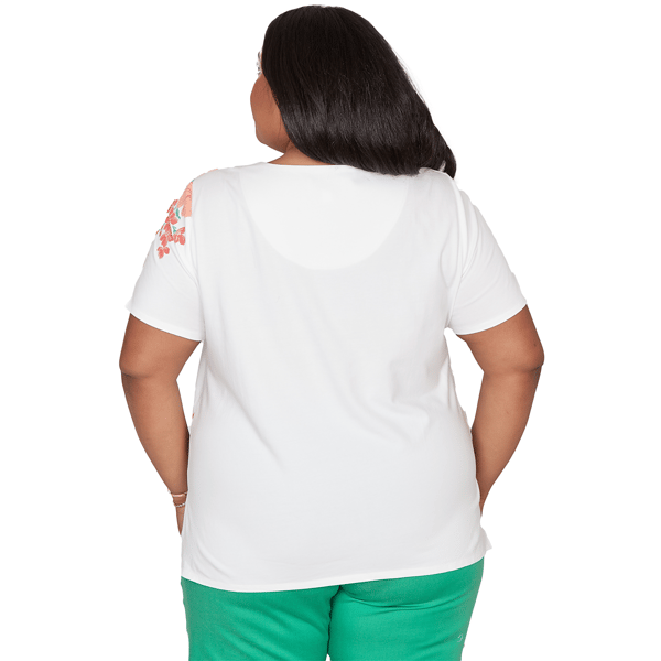 Plus Size Alfred Dunner Resort Living Floral Scallop Hem Blouse