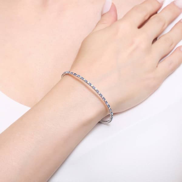 Athra Light Blue & Aurora Borealis Crystal Coil Bracelet