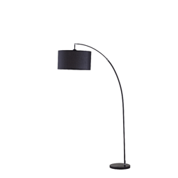 HomeRoots 86 Black Metal Arc Floor Lamp With Black Fabric Drum