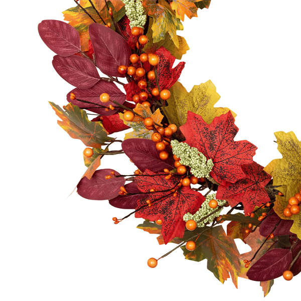 Northlight 20in. Leaves &amp; Berries Artificial Fall Harvest Wreath