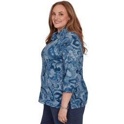 Plus Size Alfred Dunner Classics Paisley Scroll Cowl Neck Sweater