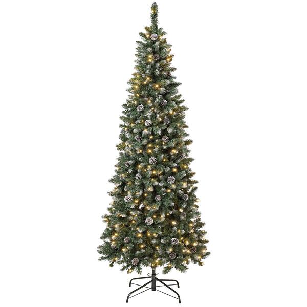 National Tree 7.5ft.Oakley Hills Snow Slim Pre-Lit Christmas Tree - image 