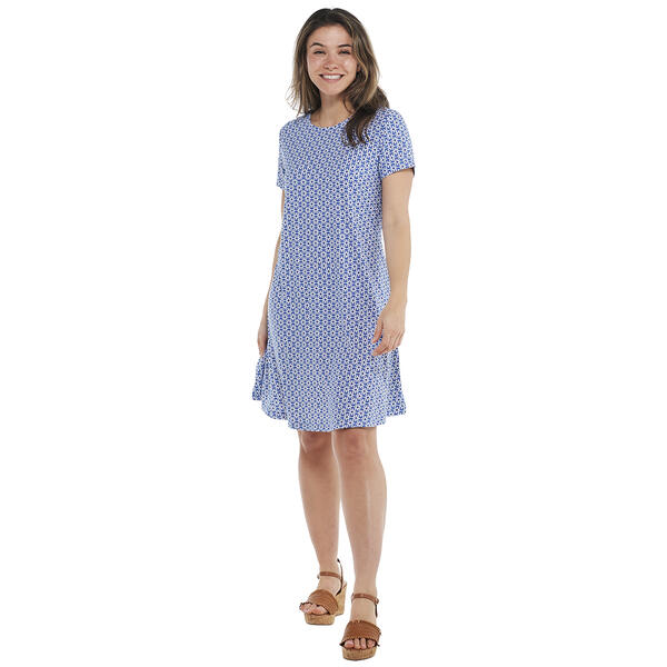 Petite Harlow & Rose Short Sleeve Daisy Print Swing Dress - image 