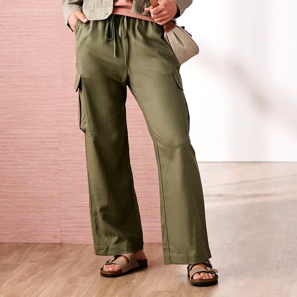 Plus Size Architect&#40;R&#41; Elastic Waist Cargo Pocket Linen Pants