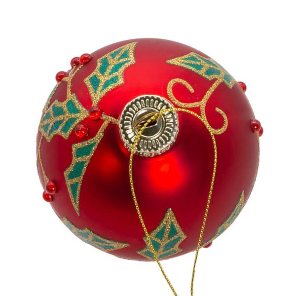 Kurt Adler 6pc. Glass Red Berry & Holly Leaves Ball Ornament Set