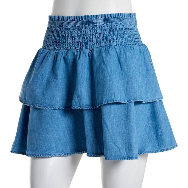 Juniors No Comment Tara Tiered Denim Skirt - image 
