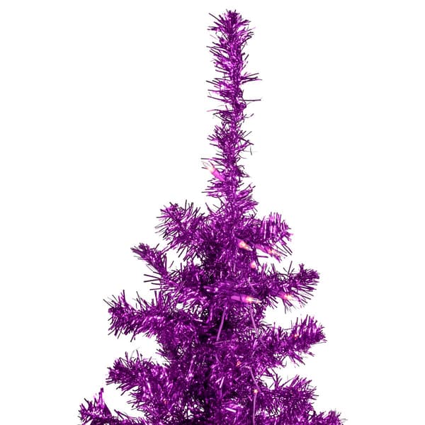 Northlight Seasonal 4ft. Pre-Lit Purple Tinsel Christmas Tree