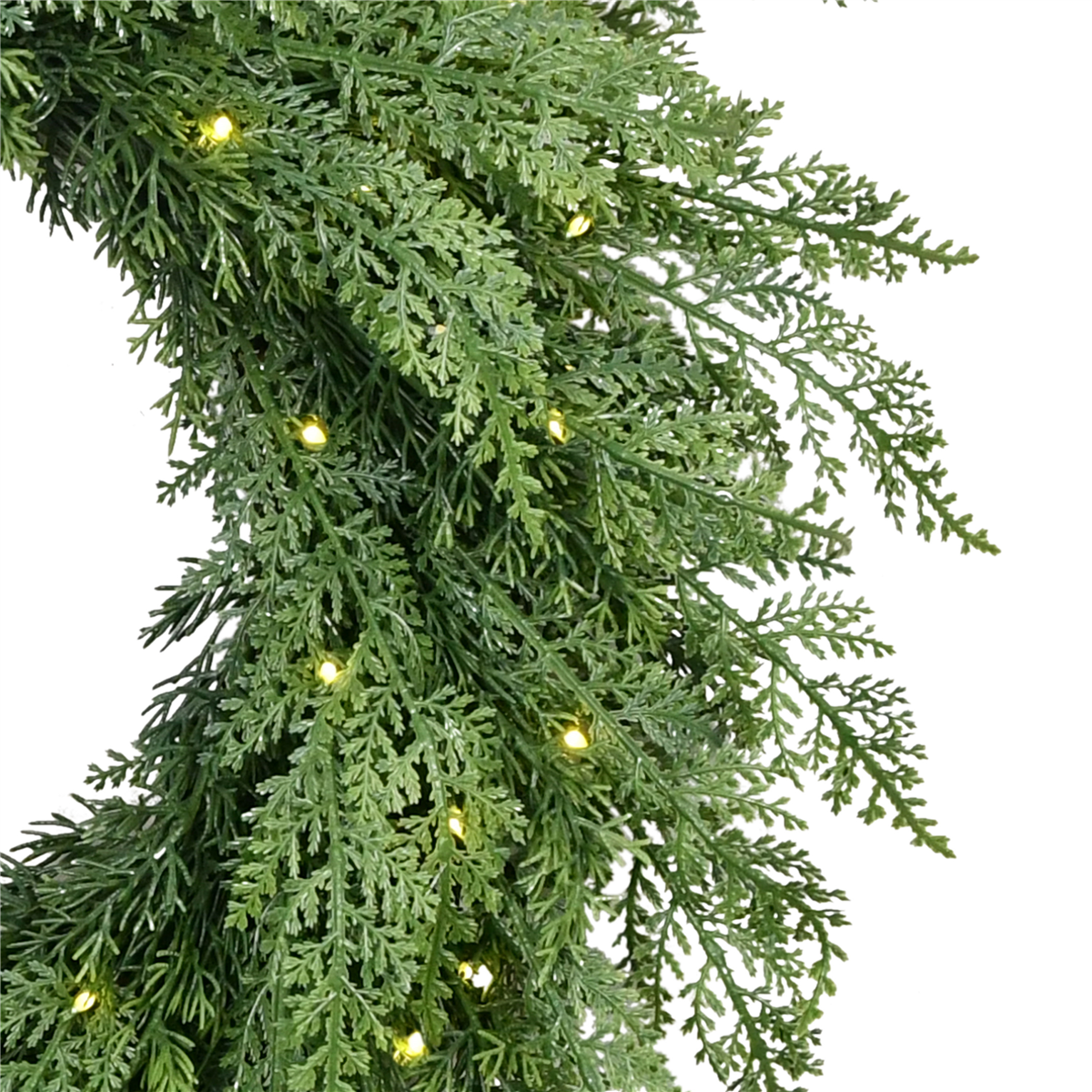 Puleo International Pre-Lit Flocked Wreath w/ Twinkle Rice Lights