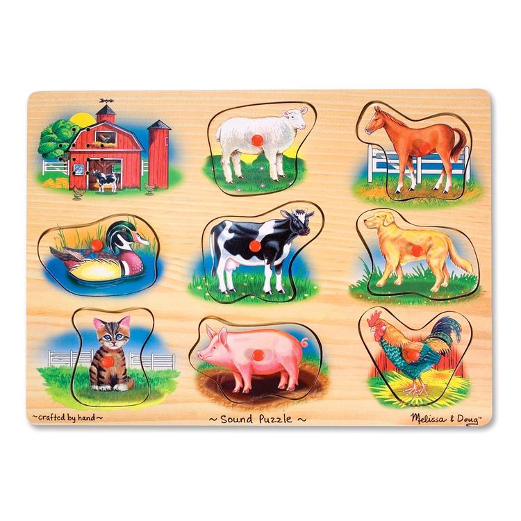 Melissa &amp; Doug(R) 8pc. Farm Sound Wooden Peg Puzzle