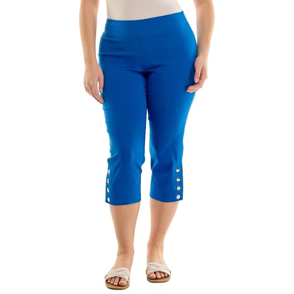 Womens Zac & Rachel Pull On Snap Button Hem Crop Pants - image 