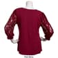 Womens Absolutely Famous 3/4 Puff Sleeve Mixed Media Blouse - image 2