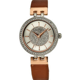 Womens Jessica Simpson 36mm Two Tone Pave Crystal Strap Watch