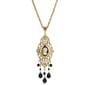 1928 Gold Tone Black Oval Cameo Locket Necklace - image 1