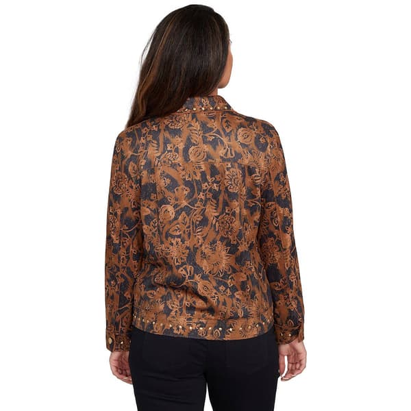 Womens Ruby Rd. New Neutrals Floral Wrap Suede Jacket