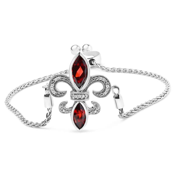 Haus of Brilliance Red Garnet & Diamond Accent Bolo Bracelet