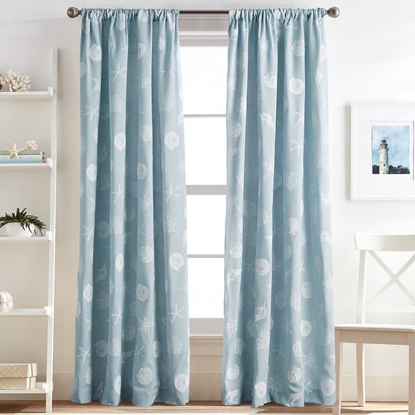 Seashells Print Pocket Panel Curtains - image 