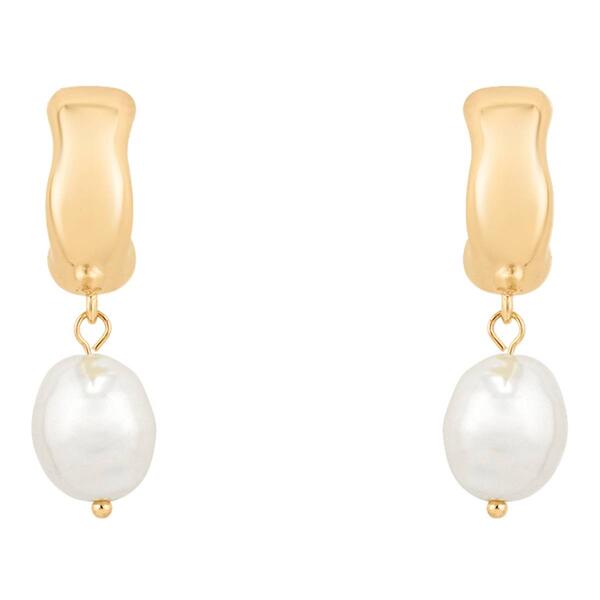 Design Collection Gold-Tone Pearl Chip Drop Earrings - image 
