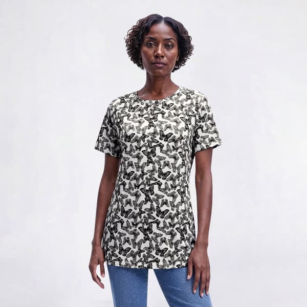 Womens Hasting & Smith Short Sleeve Butterfly Round Neck Tee - image 