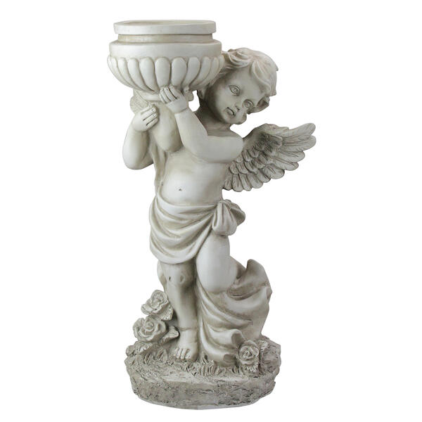 Northlight Seasonal 17in. Angel Cherub Holding a Bird Bath Statue - image 