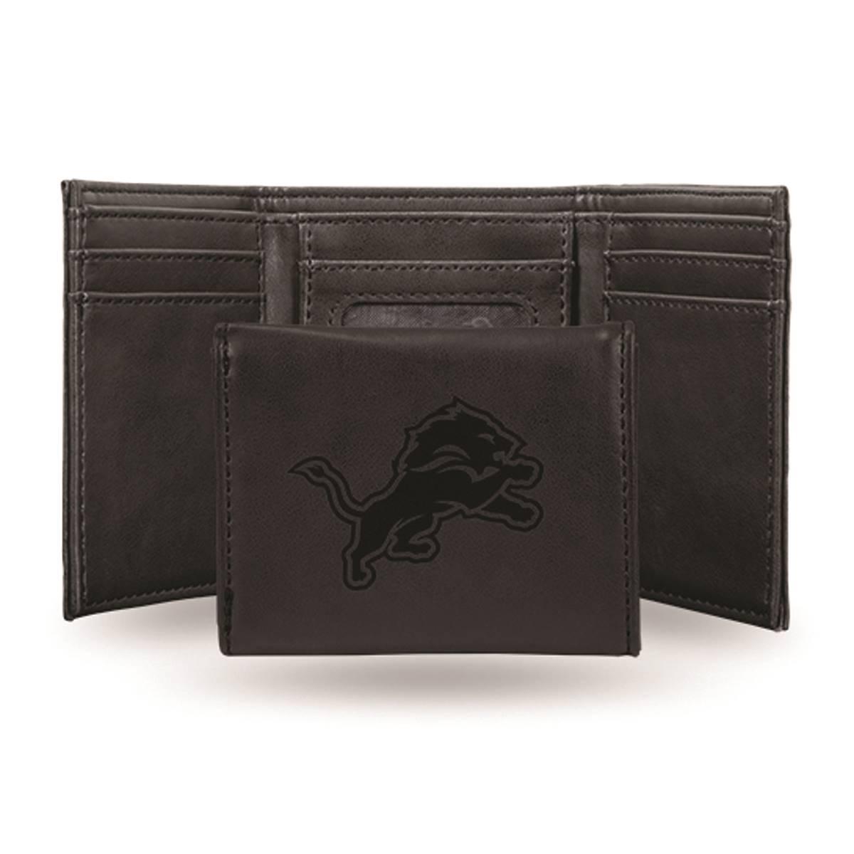 Mens NFL Detroit Lions Faux Leather Trifold Wallet