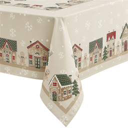 Avanti Linens Gingerbread Village Tablecloth