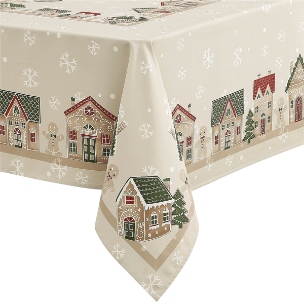 Avanti Linens Gingerbread Village Tablecloth