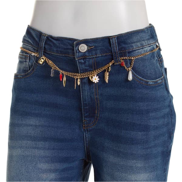 Juniors No Comment Wide Leg Jeans with Removable Charm Belt