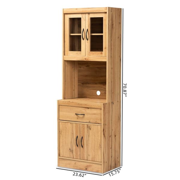 Baxton Studio Laurana Oak Brown Wood Kitchen Cabinet & Hutch